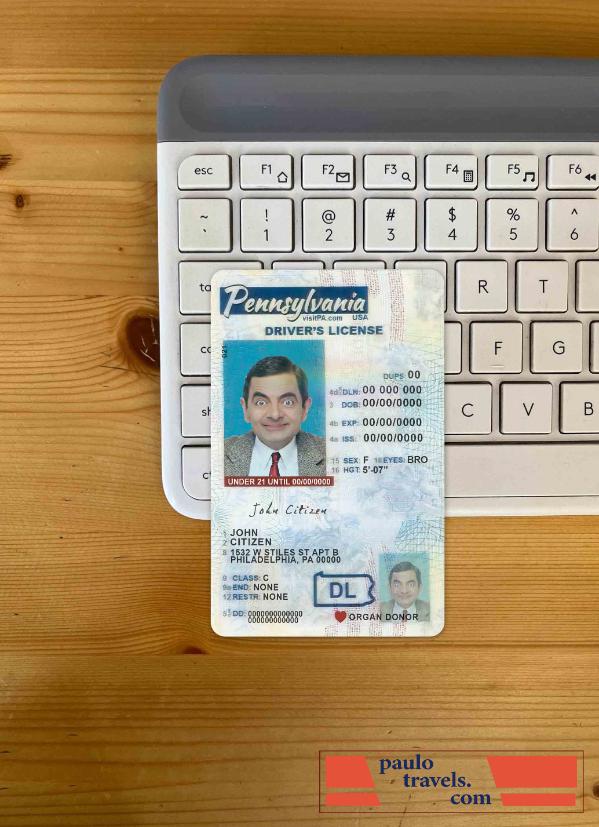 USA Pennsylvania driving license under 21 21 photolook FRONT PSD template